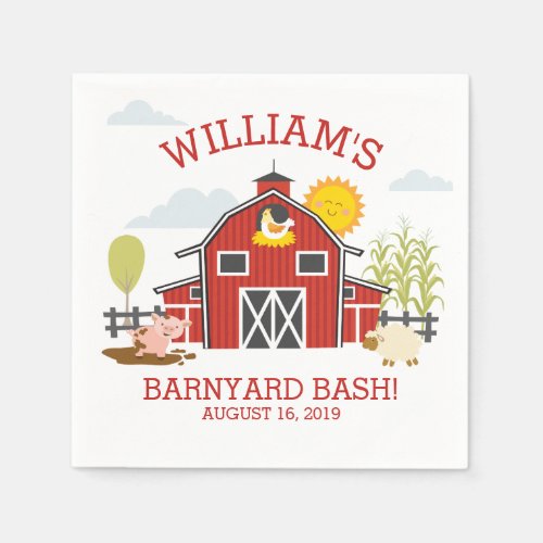 Old MacDonald Farm Birthday Party Napkin