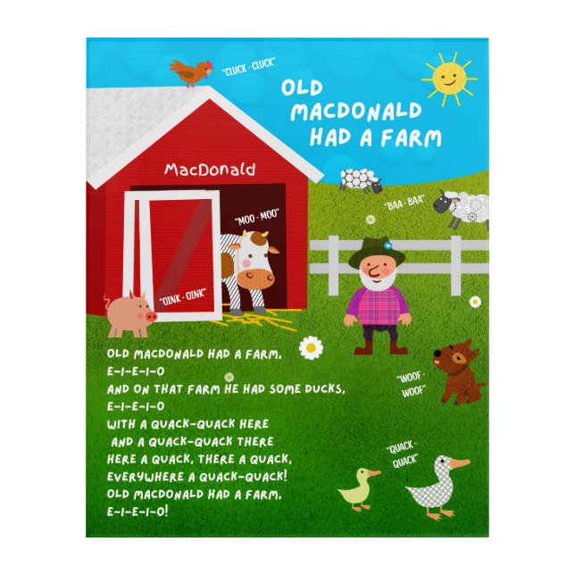 Old MacDonald Nursery Rhyme Wall Art (Front)