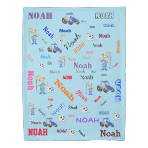 Old Macdonald Tractor Cow Word Cloud Name Collage Duvet Cover