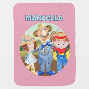 Old MacDonald's 🐮 Cute Farm Family Monogram Baby Blanket