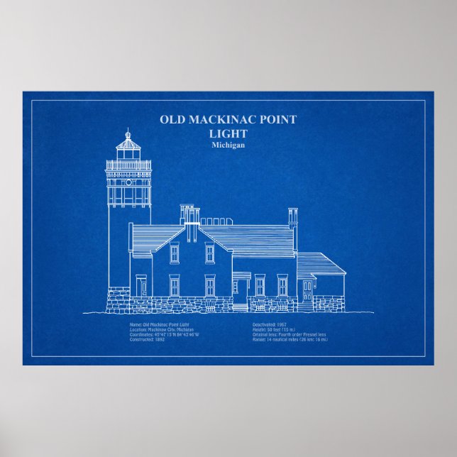 Old Mackinac Point Light - Michigan – AD Poster (Front)