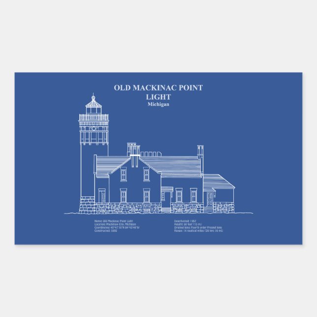 Old Mackinac Point Light - Michigan – AD Rectangular Sticker (Front)