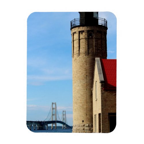 Old Mackinac Point Lighthouse and Mackinac Bridge Magnet