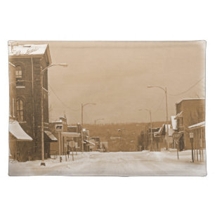 Old Main Street in the Snow Cloth Placemat