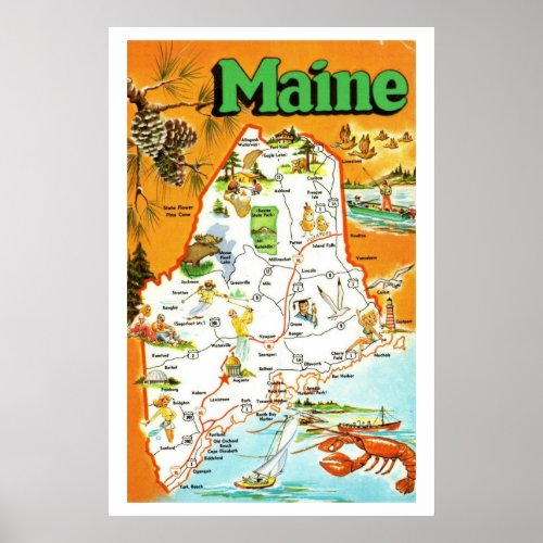 Old Maine Postcard Poster