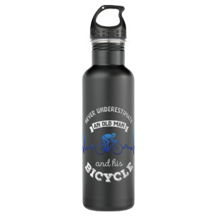 Old Man and his Bicycle Cycling Gift Dad Stainless Steel Water Bottle