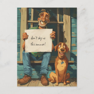 Old Man and His Dog Postcard