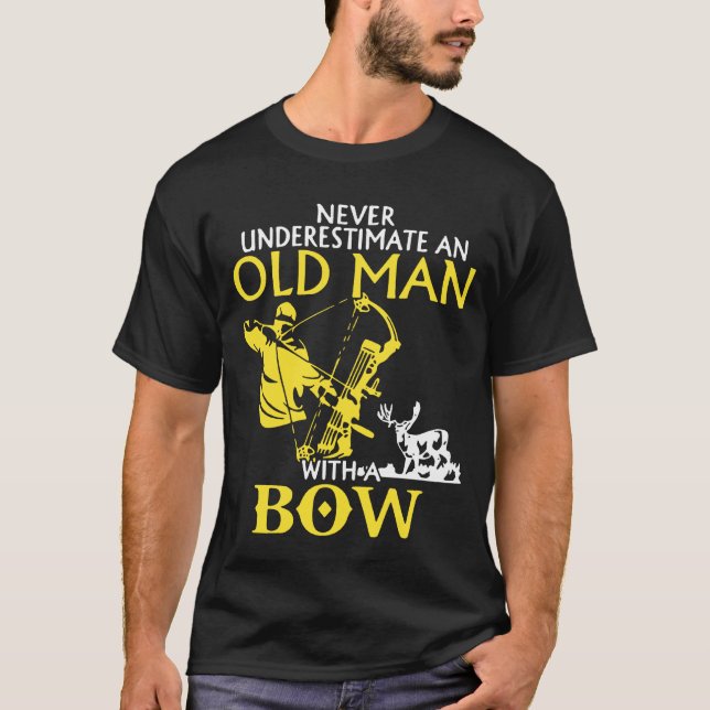 Old Man Archery Compound Bow Deer Elk Big Game Hun T-Shirt (Front)