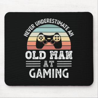 Old Man at Gaming Fathers Day Funny Gift Mouse Pad