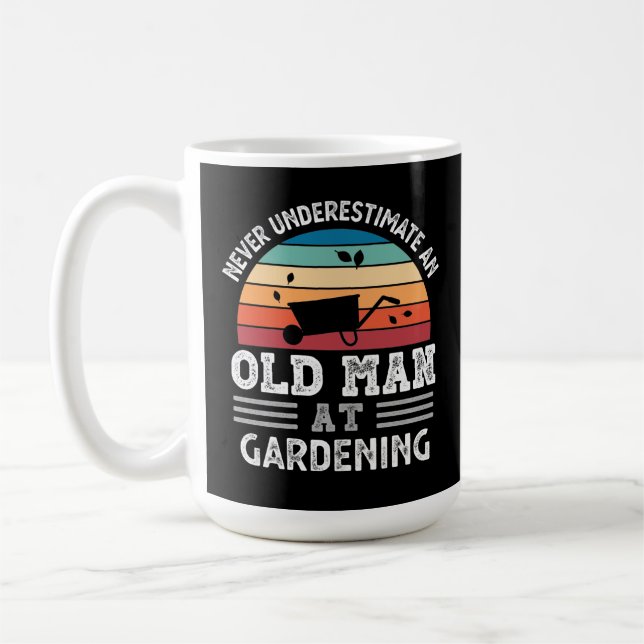 Old Man at Gardening Fathers Day Funny Gift Coffee Mug (Left)