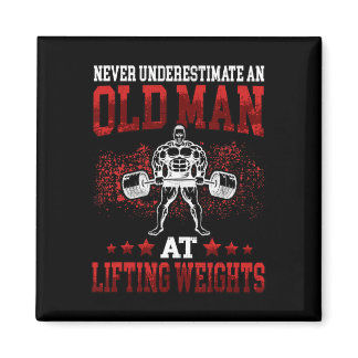 Old Man At Lifting Weights Workout Fitness Gym 1  Magnet