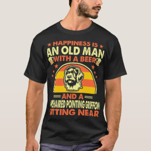 Old Man Beer Wirehaired Pointing Griffon Near T-Shirt