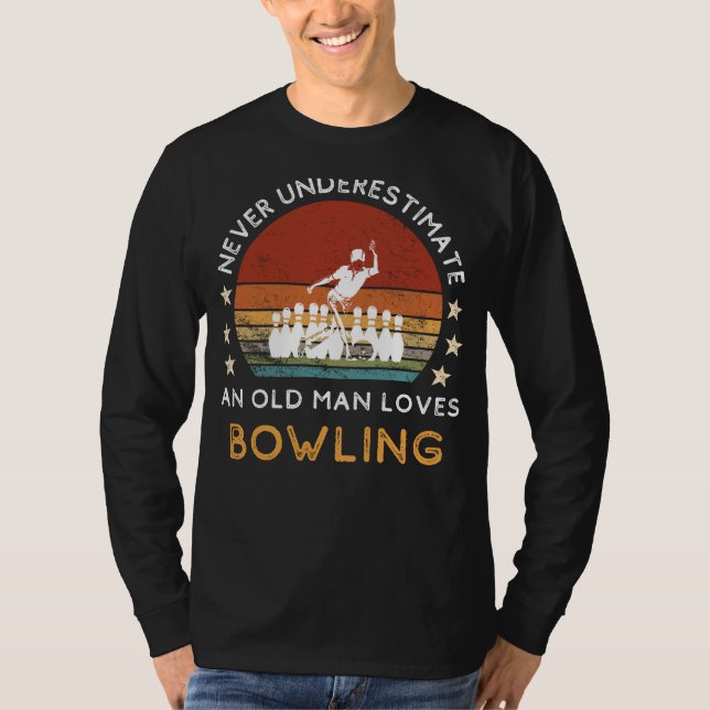 Old Man Bowling Love Tee: Strike with Style! (55 c T-Shirt (Front)