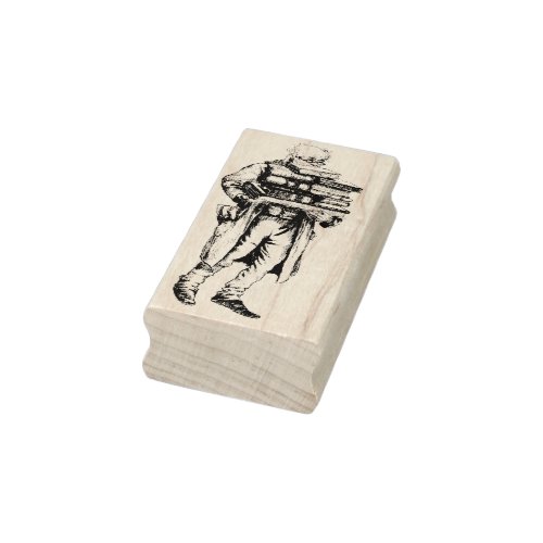 Old Man Carrying Books Vintage Rubber Art Stamp