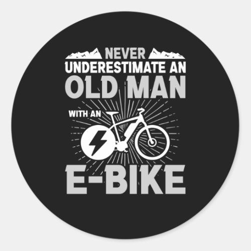 Old Man E_Bike Old Men Bicycling Bike Ride Classic Round Sticker