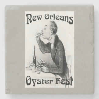 Old Man Eating Oysters Stone Coaster