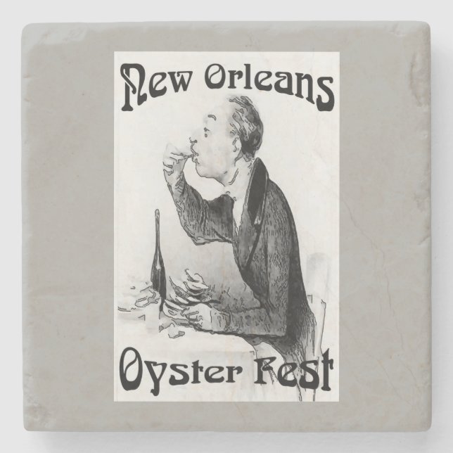 Old Man Eating Oysters Stone Coaster (Front)