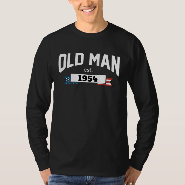 Old Man Est 1954 Patriotic  Fathers Day T-Shirt (Front)