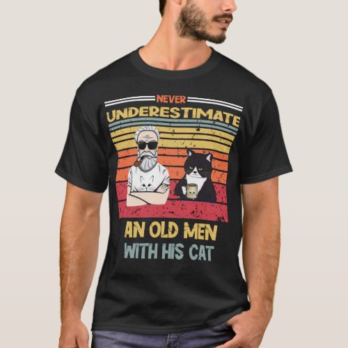 Old Man Grumpy Cat Retro T_Shirt