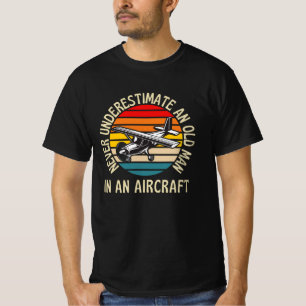 Old Man In An Aircraft Funny Pilot T-Shirt