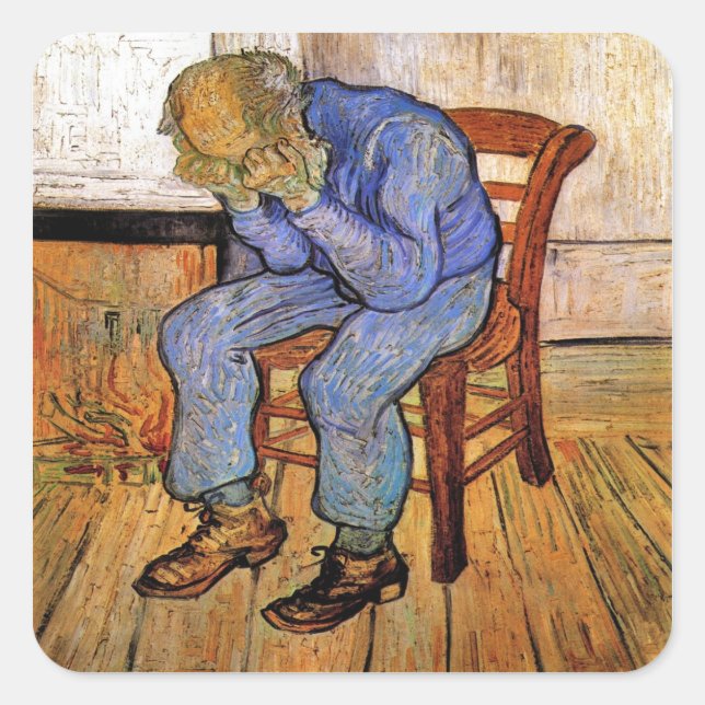 Old Man in Sorrow by Vincent van Gogh 1890 Square Sticker (Front)