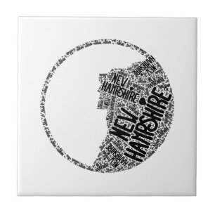 Old Man in the Mountain Ceramic Tile Black Graphic