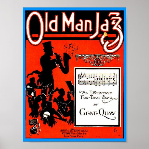 Old Man Jazz Sheet Music pub 1920 Cover copy Poster