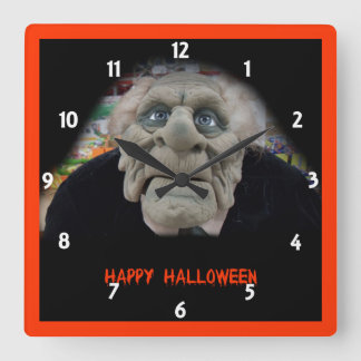 Old Man Mask in Black Background Square Wall Clock