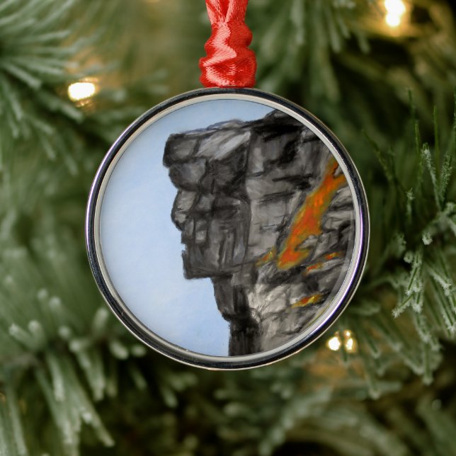 Old Man of the Mountain in Fall Metal Ornament (Tree)