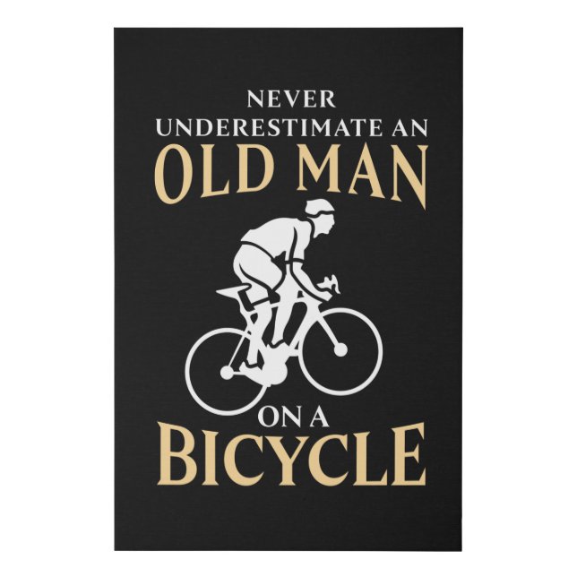 Old Man on a Bicycle Funny Cycling Gift Faux Canvas Print (Front)