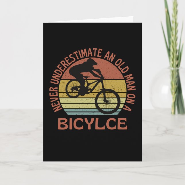 Old Man On A Bicycle Grandpa Cycling Card (Front)