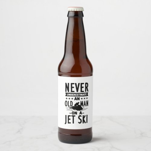 Old Man On A Jet Ski  Beer Bottle Label