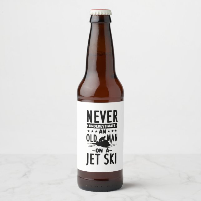 Old Man On A Jet Ski  Beer Bottle Label (Front)