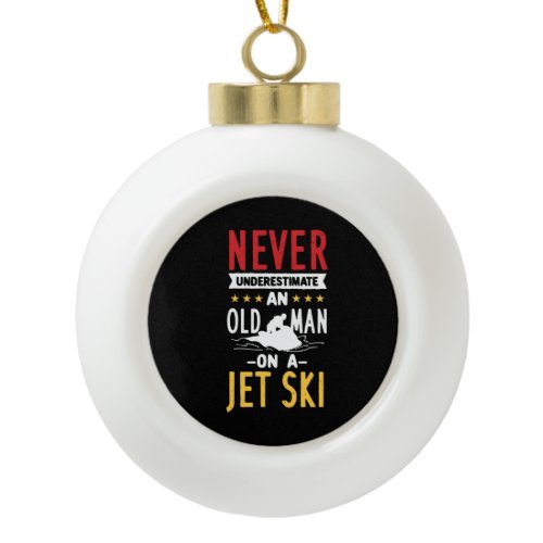 Old Man On A Jet Ski  Ceramic Ball Christmas Ornament