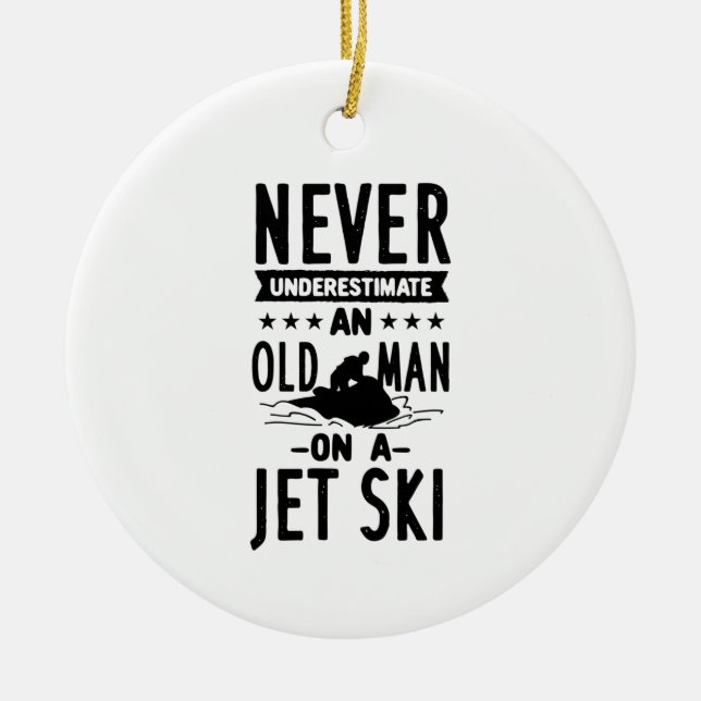 Old Man On A Jet Ski  Ceramic Ornament (Front)