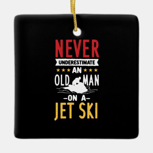 Old Man On A Jet Ski Ceramic Ornament