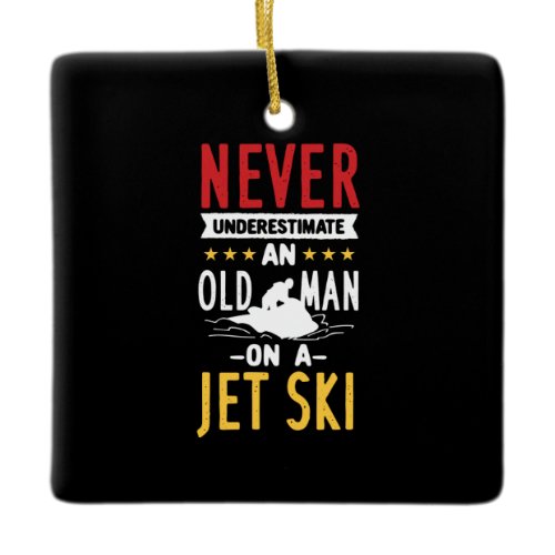 Old Man On A Jet Ski Ceramic Ornament