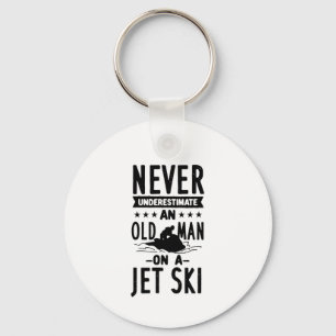 Old Man On A Jet Ski   Keychain