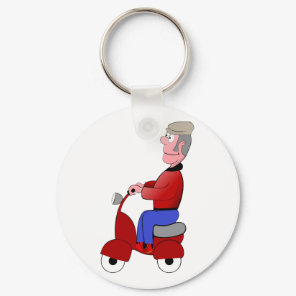 Old Man On A Scooter Keychain