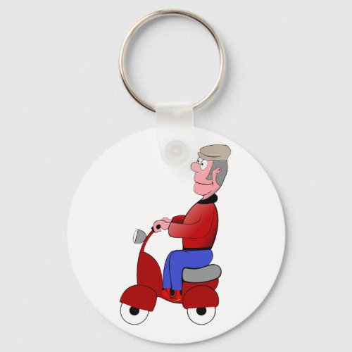 Old Man On A Scooter Keychain