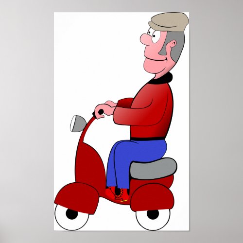 Old Man On A Scooter Poster