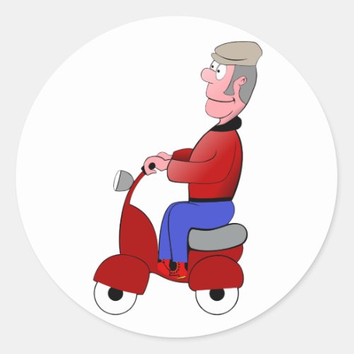 Old Man On A Scooter Stickers