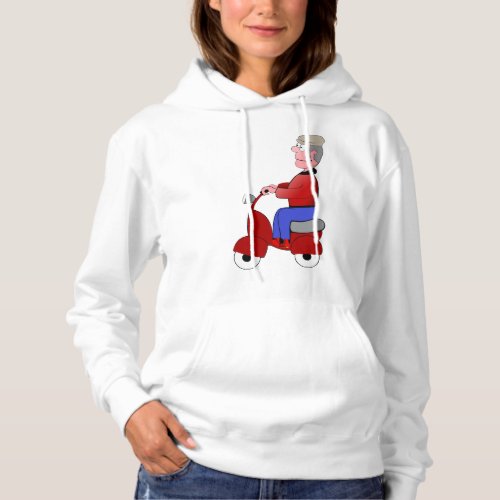 Old Man On A Scooter Womens Hoodie