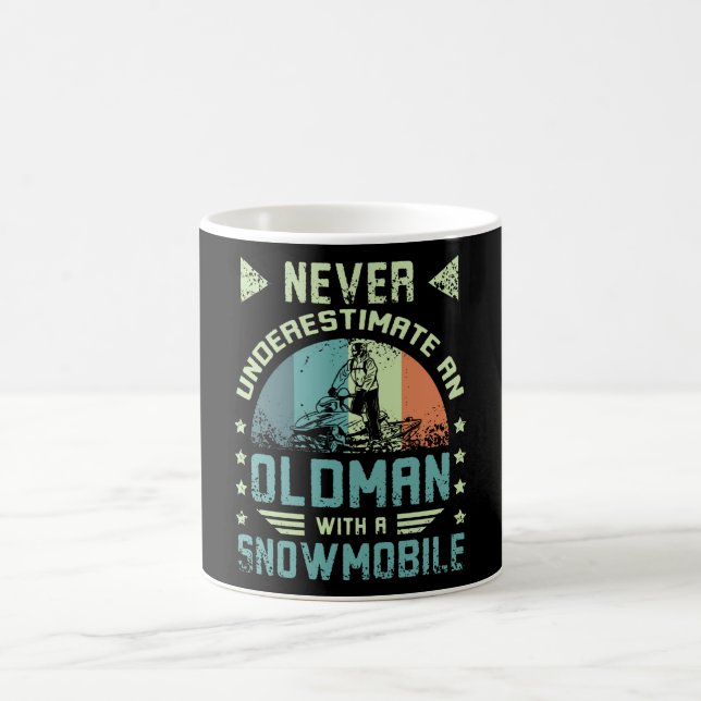 Old Man On A Snowmobile Coffee Mug (Center)
