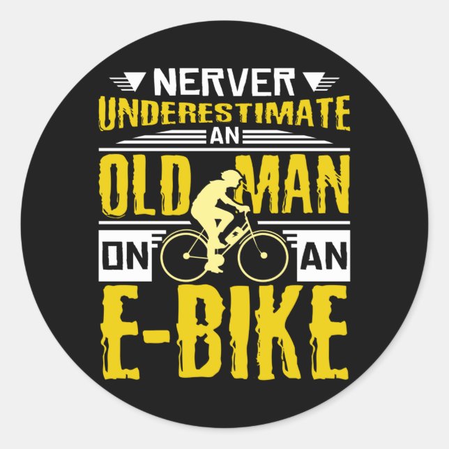 Old Man On E-bike Classic Round Sticker (Front)