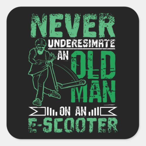 Old Man On E_scooter Square Sticker