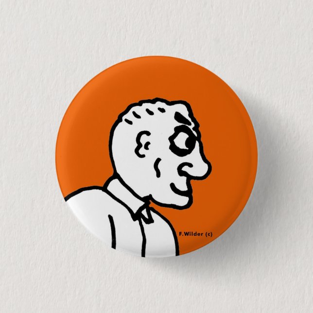 Old Man on orange field Pinback Button (Front)