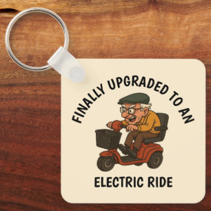Old Man on Scooter Keychain