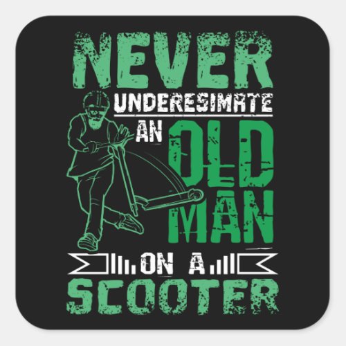 Old Man On Scooter Square Sticker