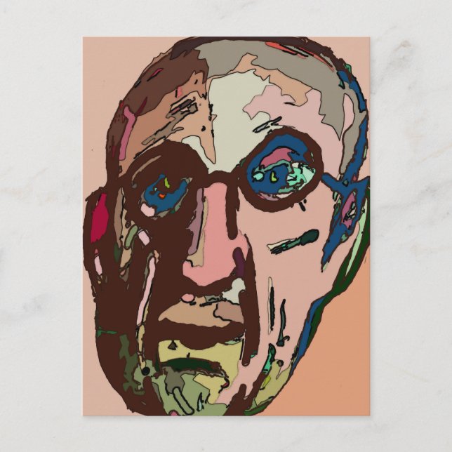 Old Man Pink Face Abstract Postcard (Front)